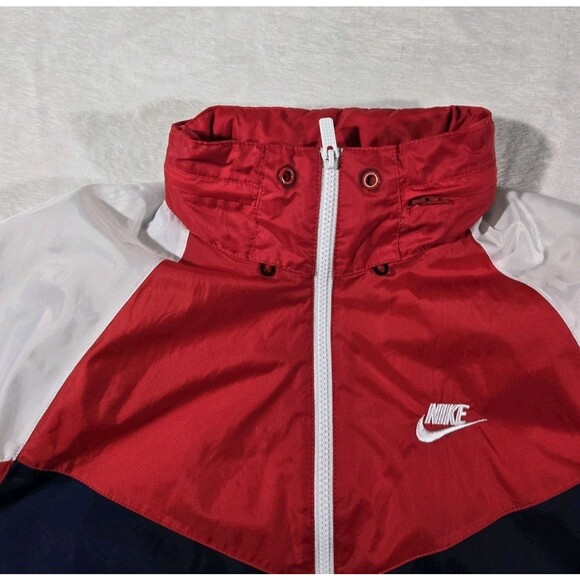 Nike Sportswear Windrunner Full Zip Hooded Jacket Mens Small Red White Blue - Picture 5 of 16
